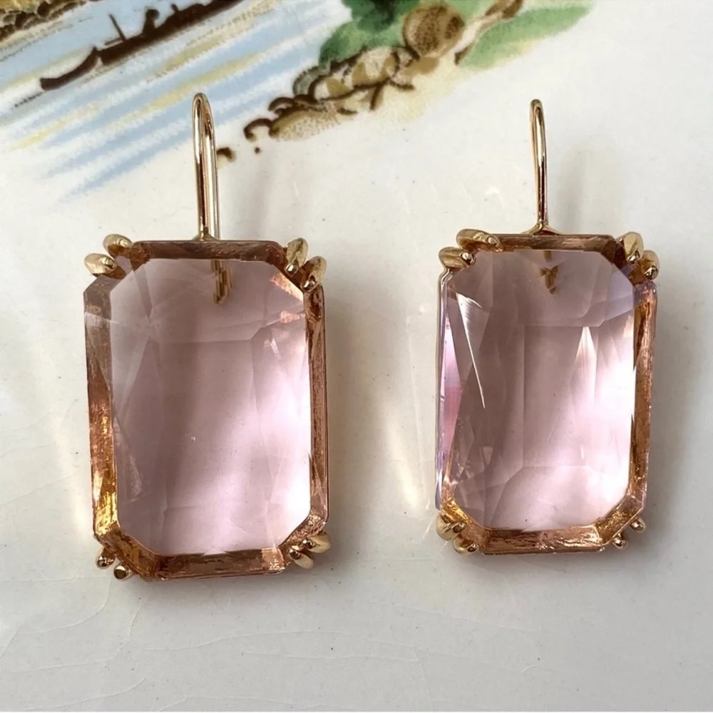 Anthropologie Cecily Pink Gemstone Earrings - Picture 5 of 6